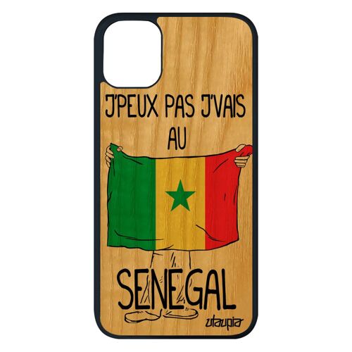 Coque Silicone Iphone 11 Pro Max En Bois J'peux Pas J'vais Au Senegal Telephone Coupe D'afrique Foot Football Design Veritable