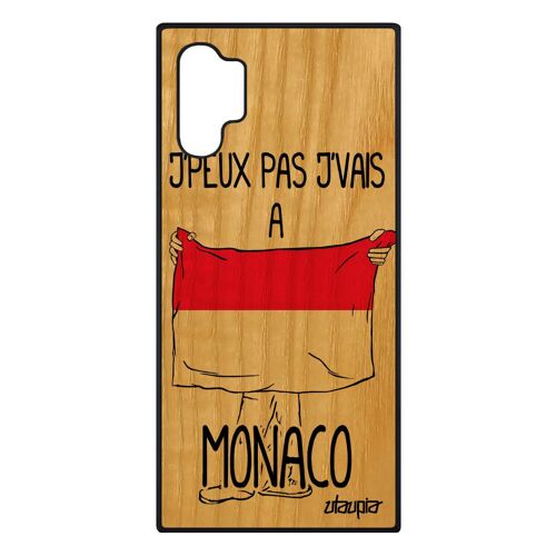 Coque J'peux Pas J'vais A Monaco Galaxy Note 10+ Plus En Bois Silicone Foot De Protection Humour Drapeau Monegasque Original Samsung