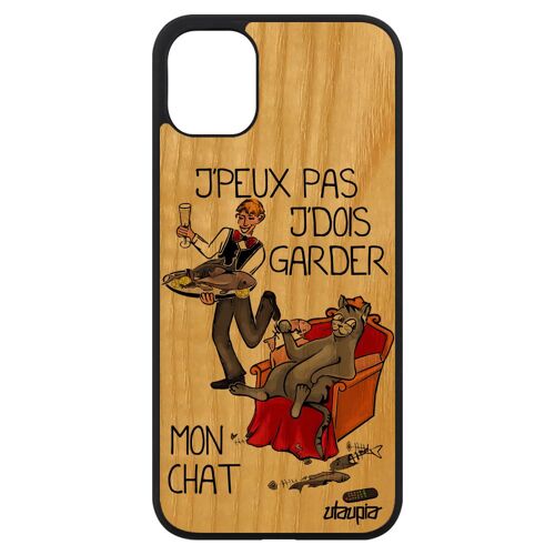 Coque Pour Iphone 11 Bois Silicone J'peux Pas J'dois Garder Mon Chat Je Frêne Jpeux Cadeau Noel Unique Chaton 4g Housse Humour