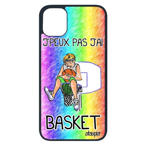 Coque Pour Iphone 11 Pro Silicone J'peux Pas J'ai Basket Comique Drole Sport Bd Jo Nba Noir Personnalisé Vert Made In France