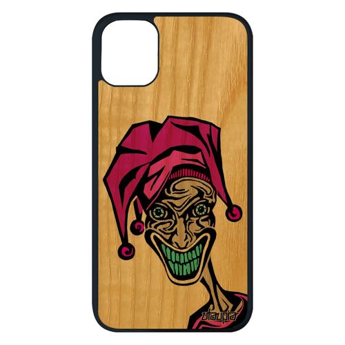 Coque Iphone 11 Pro Max Bois Veritable Silicone Joker 64 Go Comics Rose Dessin Housse Horreur Noir Smartphone Humour Bd Drole