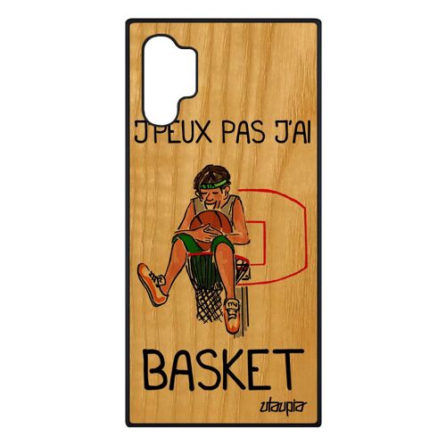 Coque Note 10+ Plus en bois silicone j'peux pas j'ai basket Vert drole humoristique comique balle de original mondial Samsung galaxy