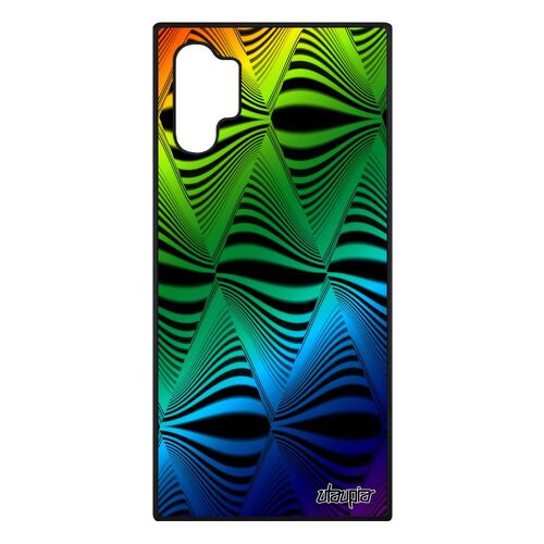 Coque silicone pour Galaxy Note 10+ Plus illusion d'optique mirage vague arc en ciel aluminium triangle smartphone vert etui Samsung