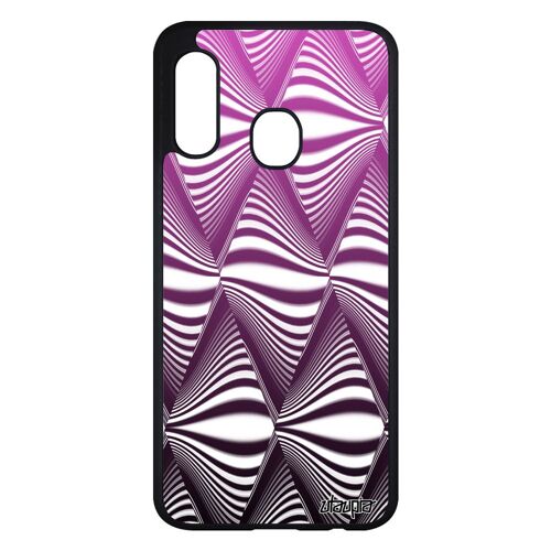 Coque A20e silicone illusion d'optique losange graphique rose design triangle mobile magique antichoc vague etui Samsung galaxy