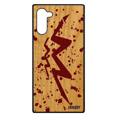 Coque Signe du zodiaque verseau Samsung Galaxy Note 10 en vrai bois silicone etui calligraphie Rouge univers smartphone astrologique