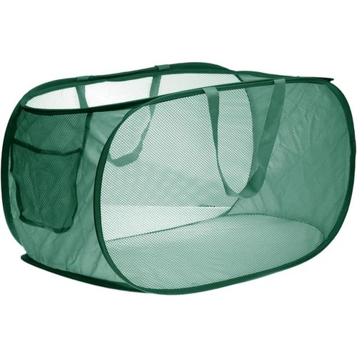 CHECARZHN--NO1-Paniers À Linge Pliables, Panier À Linge En Maille Avec Poche Latérale, Panier En Tissu Pliable Pour Le Rangement Du Linge, Dortoir Et Voyage, Vert
