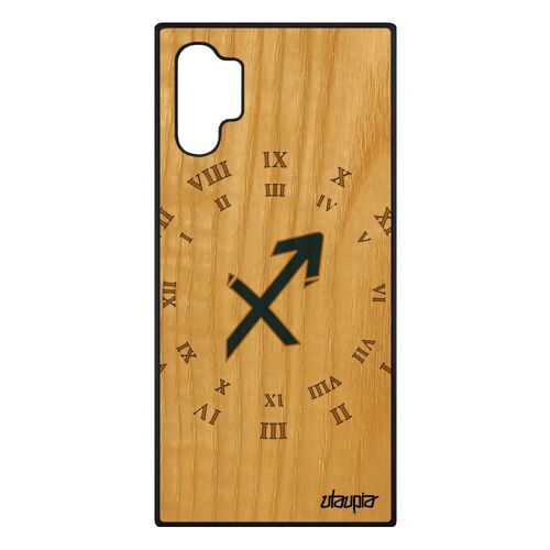 Coque Note 10+ Plus Bois Silicone Signe Sagittaire Homme Horoscope Solide Sidérale Horloge Du Zodiaque Galaxie Housse Samsung Galaxy