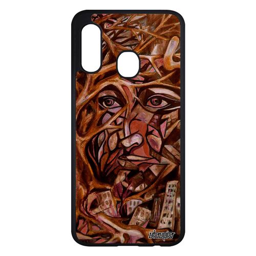 Coque Samsung Galaxy A20e Silicone Portrait Street Art Abstrait De Protection Cadeau Cover Homme Marron Case Tpu Visage 4g Fait Main
