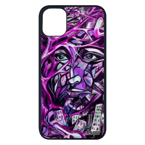 Coque Telephone Pour Iphone 11 Pro Max Silicone Portrait Street Art Visage Rigide Portable Original Immeubles Fantaisie Alu De