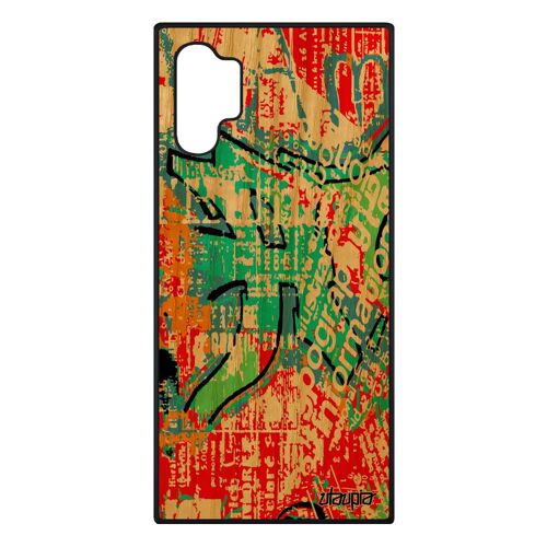 Coque bois Note 10+ Plus silicone street art bleu personnalisé graffiti tag peinture effet ecriture motif fait main Samsung galaxy
