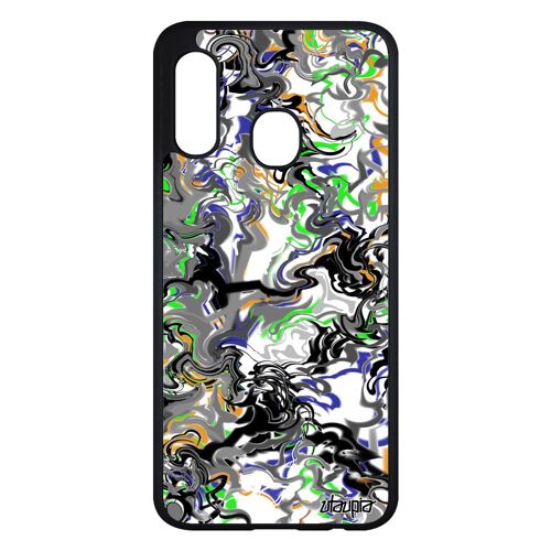 Coque Pour Samsung A20e En Silicone Marbre De Protection Fond Forme Ondulé Motif Design Metal Personnalisé Noir Gris Peinture Galaxy