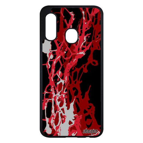 Coque peinture moderne Samsung A20e silicone rouge decoratif dessin motif coloré telephone design etui portable abstrait de galaxy