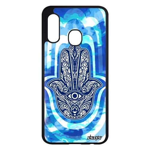 Coque A20e silicone main de fatma talisman portable case bleu fatima cadeau d'anniversaire porte bonheur berbere 4G Samsung galaxy