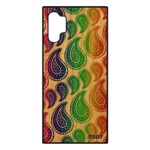 Coque Samsung Galaxy Note 10+ Plus Bois Silicone Motif Cachemire Telephone Arc En Ciel Rigide Imprimé Gay Indien Caoutchouc Portable