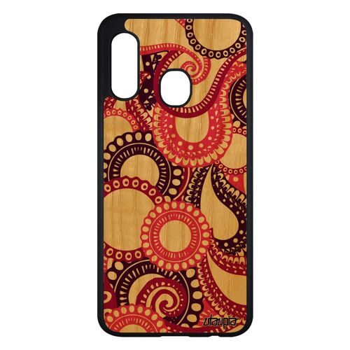 Coque silicone Samsung A20e bois motif cachemire 4G paisley Rose etui multicolore imprimé souple portable frêne solide design galaxy