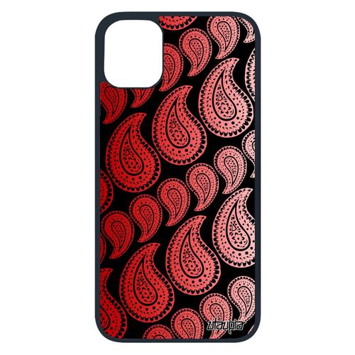 Coque pour iPhone 11 pro silicone Motif cachemire antichoc indienne Rouge degradé dessin indien tendance jolie portable de