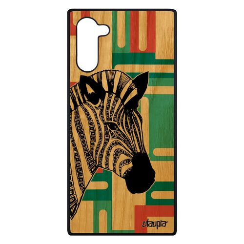 Coque En Bois Silicone Zebre Samsung Note 10 Cheval Cadeau D'anniversaire Dessin Tribal Rayé Portable Azteque Made In France Galaxy