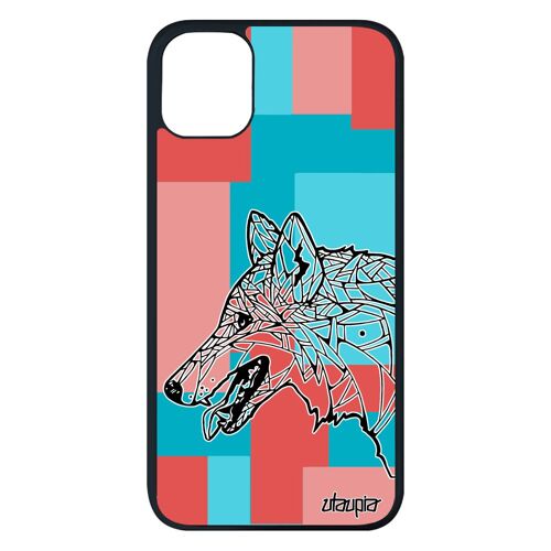 Coque Iphone 11 Pro Max Silicone Loup Solitaire Aluminium Geometrique Cube Carré Fantaisie Case Rose Tribal Chien Noir Mobile