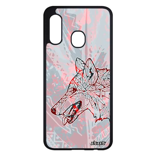 Coque Samsung A20e Silicone Loup Smartphone Noir Azteque Pastel Ethnique Couleur Rouge Chien Case Dessin Multicolore Animal Galaxy