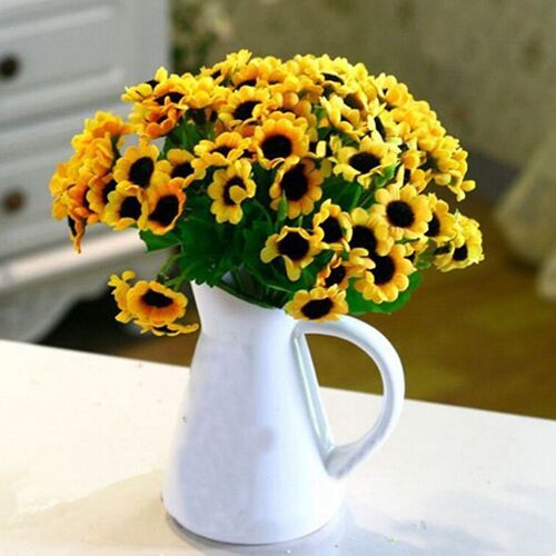 Bouquet de Fausses Fleurs de Tournesol Artificielles, Décoration de Table de Mariage à Domicile, 14 Têtes