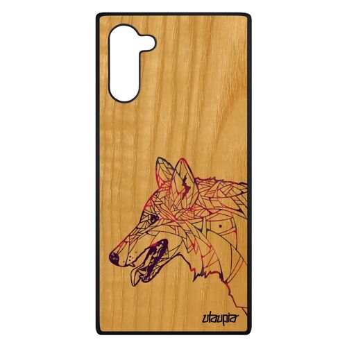 Coque De Protection Galaxy Note 10 Bois Silicone Loup Tribal Cover Chien Mobile Solitaire Caoutchouc Azteque Jolie Telephone Samsung