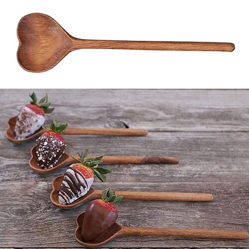 Cuillère De Service En Forme De Coeur Amour Cuillère À Mélanger En Bois, Boisson Soupe Dessert Café Cuisson Cuillère À Thé En Bois