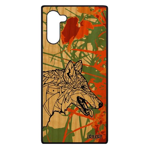 Coque silicone pour Galaxy Note 10 en bois loup Orange dessin chien animaux azteque TPU telephone alpha case 4G tribal etui Samsung