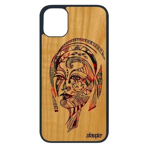 Coque Bois Pour Iphone 11 Pro Silicone Femme Fille Ethnique Azteque Multicolore Pastel Antichoc Animal Dessin Princesse Tribal