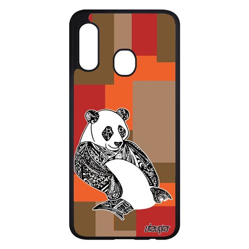 Coque Pour Samsung Galaxy A20e Silicone Panda De Protection Carré Azteque Ethnique Chine Animaux Tribal Asie Case Marron Cube Dessin