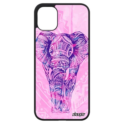 Coque Elephant Iphone 11 Silicone Original Savane D'asie Tribal Solide Pastel Dessin Jolie Personnalisé Multicolore Plume Zen