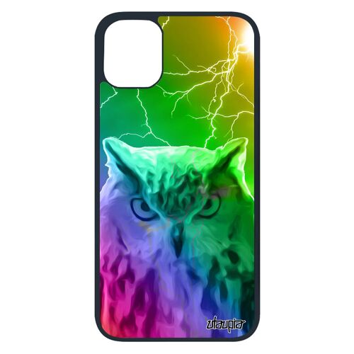 Coque Iphone 11 Pro Silicone Hibou Original Rigide Chouette Animal Arc En Ciel Oiseau Animaux Multicolore Etui Orage Design Et