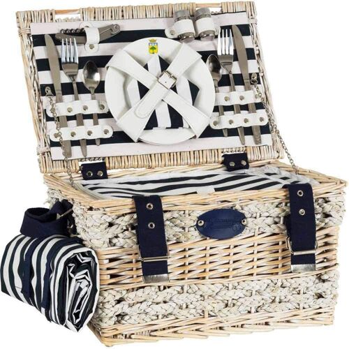 Les Jardins De La Comtesse - Panier Pique-Nique Marin Pour 2 Personnes, Complet Avec Compartiment Isotherme - Dimensions : 40x28x23cm Picnic