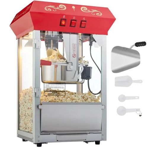Machine à Pop-corn-Duoku-850 W 227 ml-Permet de Préparer 48 Tasses par Lot-Machine à Pop-corn de Comptoir avec Verre Trempé
