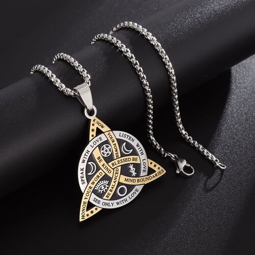 Collier Pendentif Avec Noeud De La Trinité Celtique, En Acier Inoxydable, Bijoux Amulette, Cadeau Pour Amis Et Famille