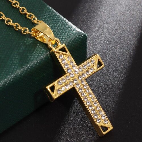 Collier Pendentif Croix En Cristal De Zircone Blanche Pour Hommes Et Femmes, Coupe Fine De Rotterdam, Est Une Amulette Religieuse, Cadeau De Bijoux, Contre-Indiqué