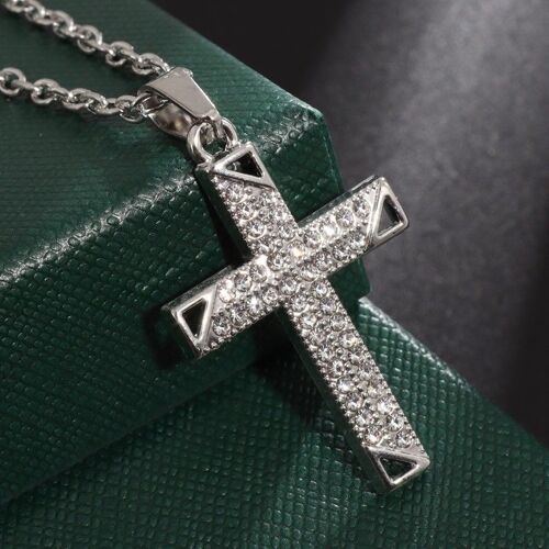 Collier Pendentif Croix En Cristal De Zircone Blanche Pour Hommes Et Femmes, Coupe Fine De Rotterdam, Est Une Amulette Religieuse, Cadeau De Bijoux, Contre-Indiqué