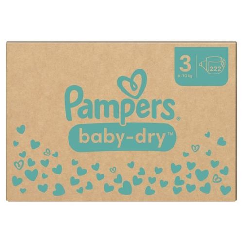 Couches Pampers Baby-Dry Taille 3 - 222 Couches - 6kg À 10kg
