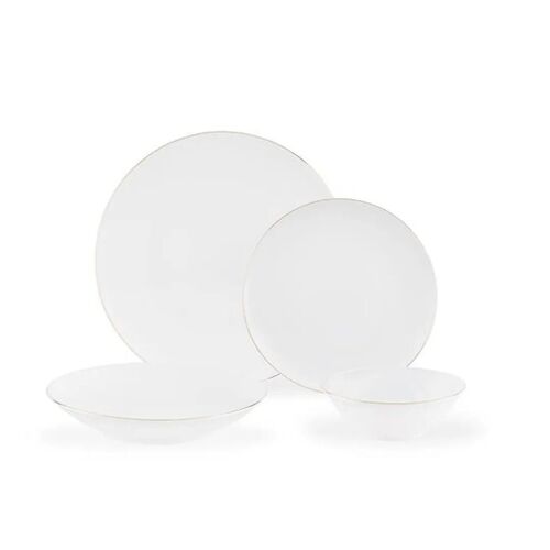 Service De Table 24 Pièces Allons Pour 6 Personnes - Blanc/Or