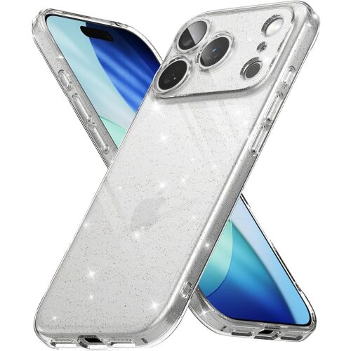 ELVORIX-Coque Compatible avec iPhone 17 Pro Max Case Accessoires [Air] Paillette Transparente Ultra Fine Mince Souple Légère TPU Étui Trou de Sangle Bandoulière 1.5mm - Glitter Clear