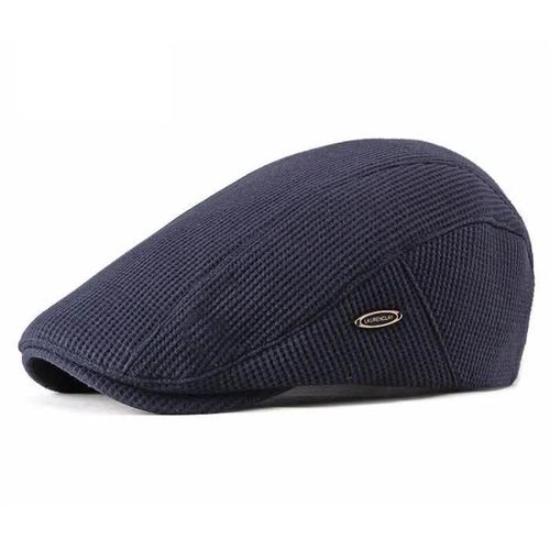 Casquette En Coton Pour Hommes - Darkblue - Béret Rétro Ajustable - Chapeau À Visière