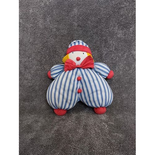 Poupée rouge et bleu a rayures - Jacadi - Peluche clown -