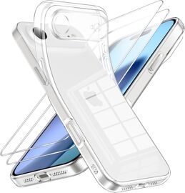 Coque pour iPhone Air avec 2 Pièces Verre Trempé, Transparente Anti-Jaunissement Souple TPU Silicone Étui, Antichoc Anti-Rayures Protection Case pour iPhone 17 Air