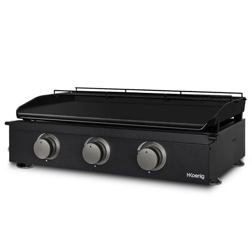 H.KOENIG PLX1032 - Plancha 3 brûleurs U noire fonte émaillée