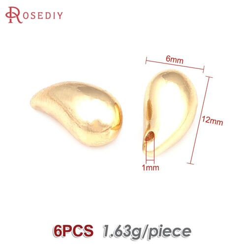 Breloques En Forme De Goutte En Or 24 Carats Pour Femmes, Accessoires En Laiton Conviviale Ré, Brillant, Long, Bijoux De Bricolage, Collier De Direction, Boucles D'oreilles, Document
