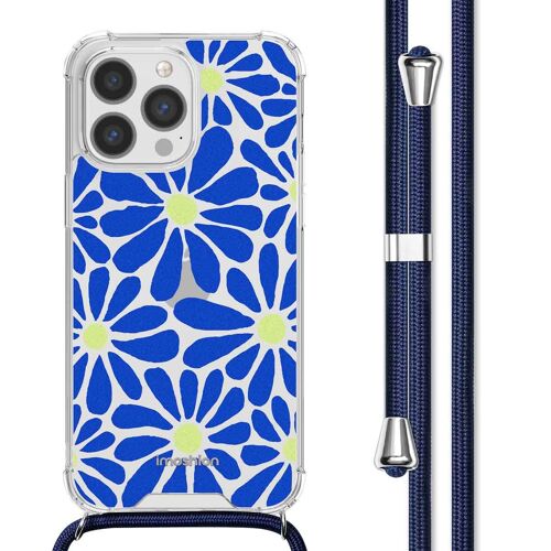 Imoshion Coque Design Avec Cordon Iphone 13 Pro Cobalt Blue Flowers Connect
