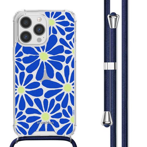 Imoshion Coque Design Avec Cordon Iphone 13 Pro Max Cobalt Blue Flowers Connect