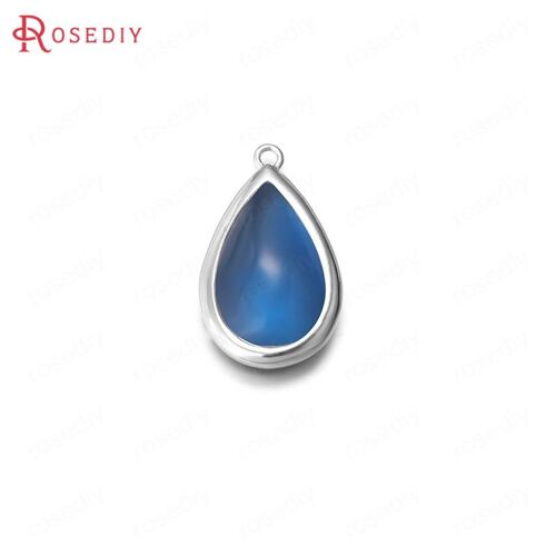 Perles De Verre En Forme De Goutte De Couleur, Breloques De Haute Qualité, Champagne, Or, Document Argenté, Laiton, 14x22x6.5mm, 4 Pièces