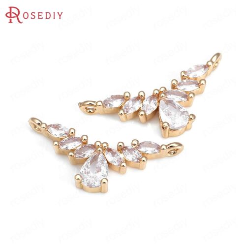 Pendentifs En Forme De Goutte Pour La Fabrication De Bijoux, Haute Qualité, Couleur Or, Champagne, Laiton, Zircon, 2 Trous, Collier, Breloques, Résultats De Bricolage