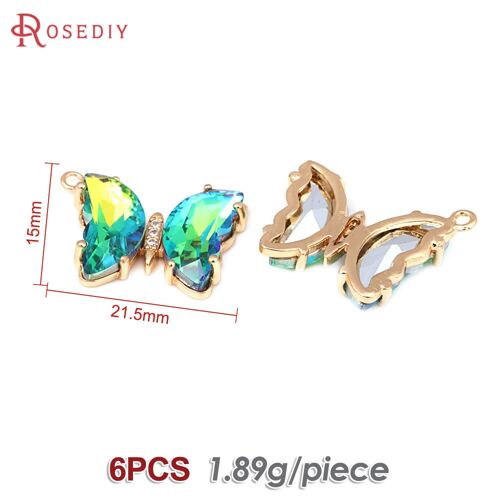 Breloques Papillon En Laiton Doré 18 Carats Pour Documents, 1 Trou Ou 2 Trous, Bijoux À Bricoler Soi-Même, Collier Exécutif, Boucles D'oreilles, Accessoires Pour Femmes, 6 Pièces