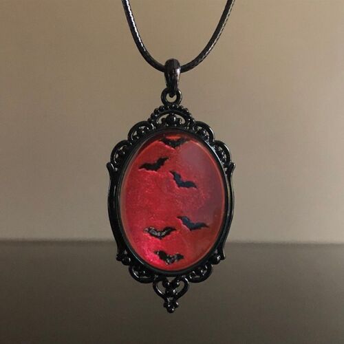 Collier Gothique De Nuit De Sorcières, Noir, Chauves-Souris